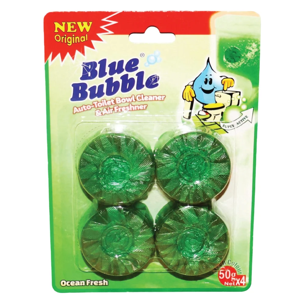 blue bubble 4 pack toilet blocks green